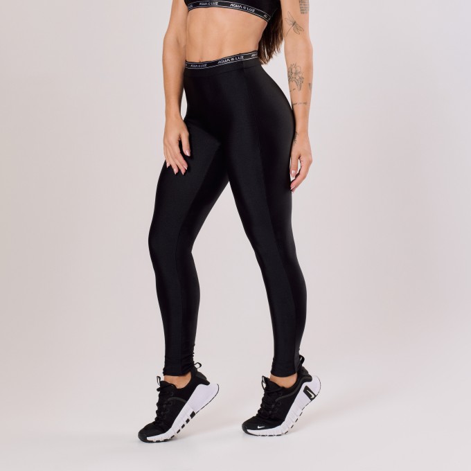 Calça legging Preta com Elástico Personalizado