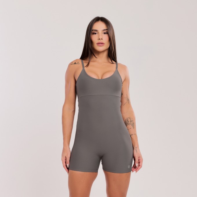 Macaquinho Básico Sem Costura Cinza Urbano