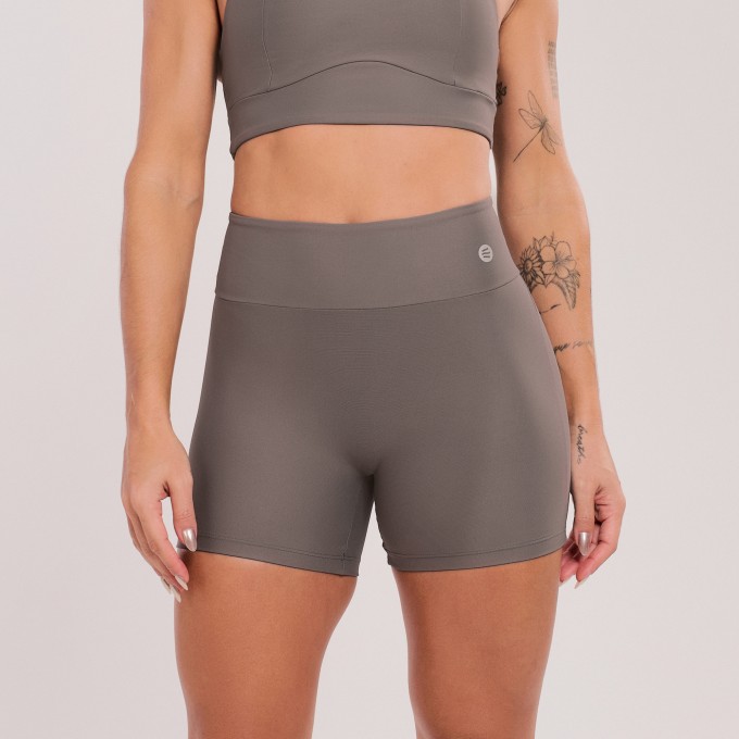 Short Básico Sem Costura Cinza Urbano