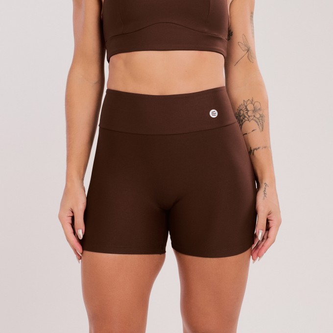 Short Básico sem Costura Marrom Escuro