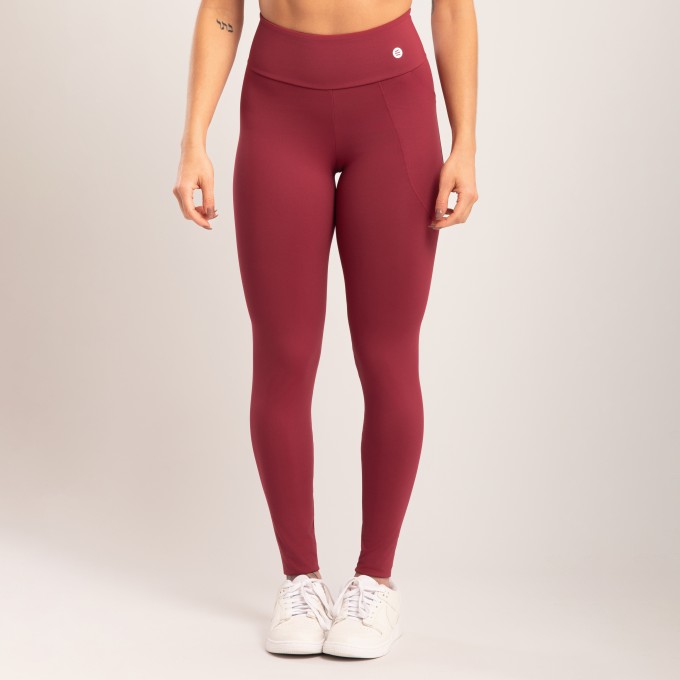 Calça Legging Vermelha com Bolso Lateral