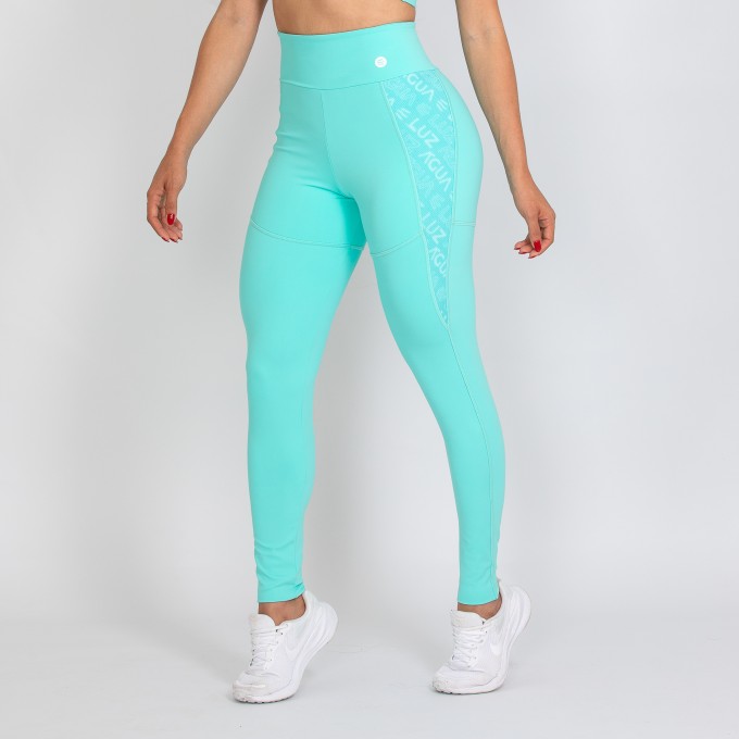 Calça Legging Verde Água com Tela Personalizada