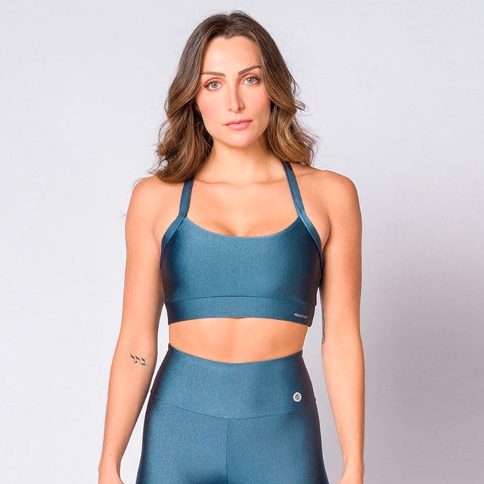 Top de Alça Cruzada Azul Porcelana