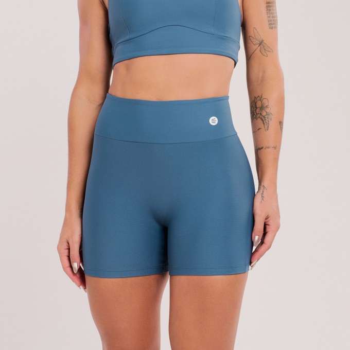Short Básico Sem Costura Azul Safira