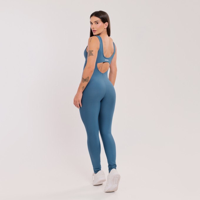 Macacão Básico com Alças Largas Azul Safira