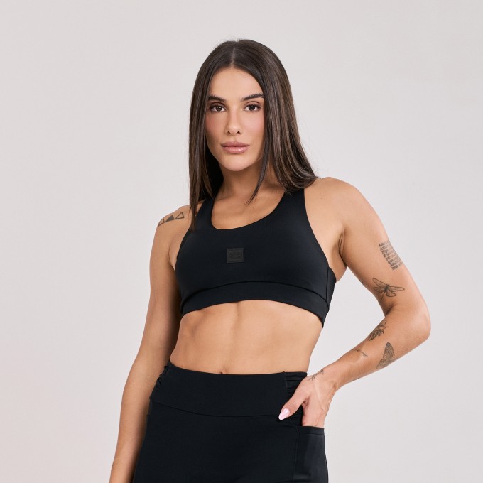 Top Sustentação Alças Cruzadas Preto