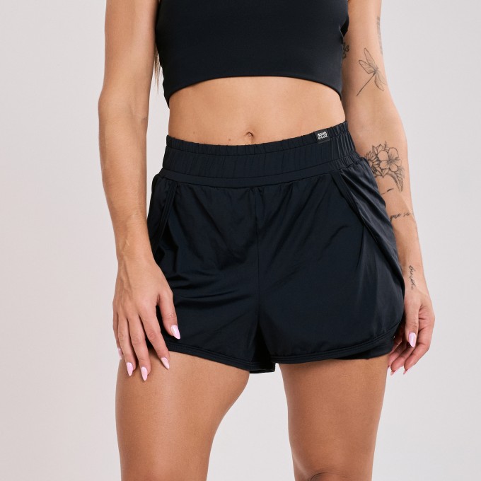 Short Soltinho Duplo com Bolsos Internos Preto