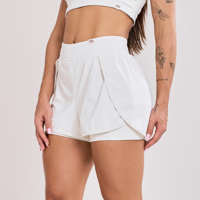 Short Soltinho duplo com Bolsos Internos Off White